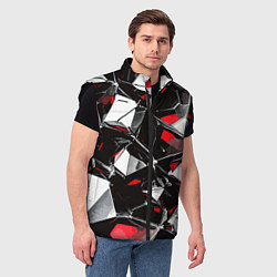 Мужской жилет Красно-белый паттерн на чёрном фоне, цвет: 3D-черный — фото 2