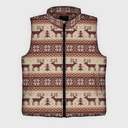 Мужской жилет Вязаный скандинавский орнамент с оленями, цвет: 3D-светло-серый