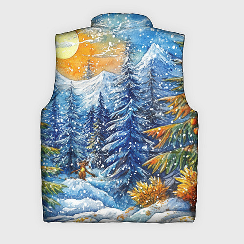 Мужской жилет Новогодние елки в лесу масляные краски / 3D-Светло-серый – фото 2