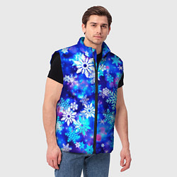 Мужской жилет Яркие узоры снежинок, цвет: 3D-черный — фото 2