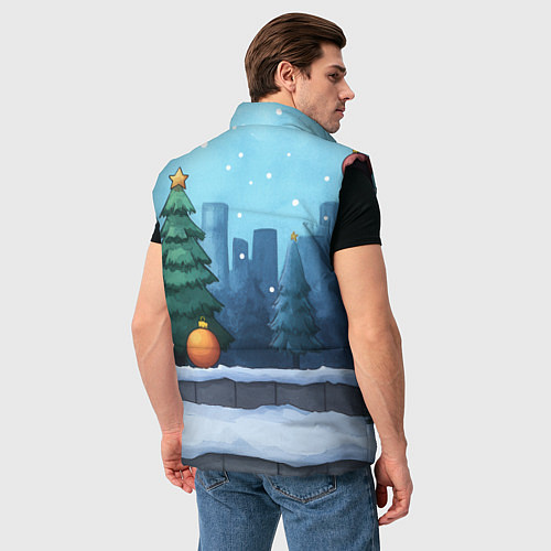 Мужской жилет Елки и елочные игрушки / 3D-Черный – фото 4