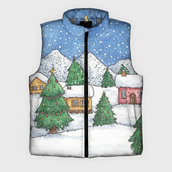 Мужской жилет Домики и елки - новый год, цвет: 3D-светло-серый