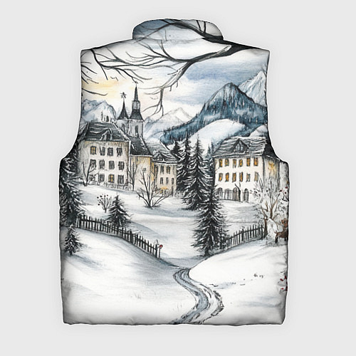 Мужской жилет Заснеженный старый город / 3D-Светло-серый – фото 2