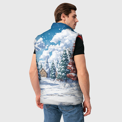 Мужской жилет Предновогодняя природа / 3D-Красный – фото 4