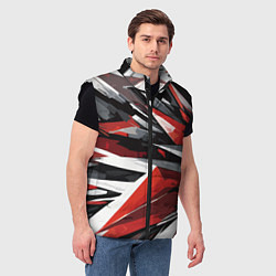 Мужской жилет Чёрно-красно-белая абстракция, цвет: 3D-черный — фото 2
