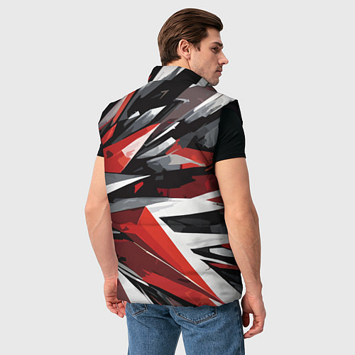 Мужской жилет Чёрно-красно-белая абстракция / 3D-Черный – фото 4