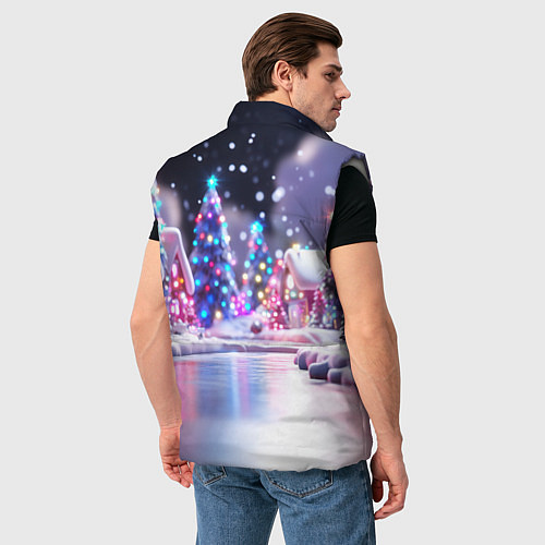 Мужской жилет Новогоднее настроение фонариков / 3D-Светло-серый – фото 4