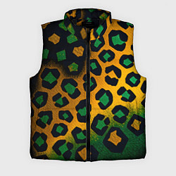 Мужской жилет Зеленые и золотые пятна леопарда, цвет: 3D-черный