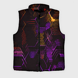 Мужской жилет Жёлто-фиолетовые точки и линии на чёрном фоне, цвет: 3D-красный