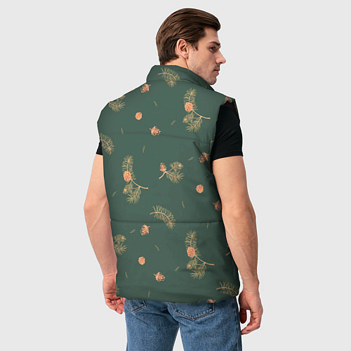 Мужской жилет Сосновые ветки и шишки / 3D-Черный – фото 4