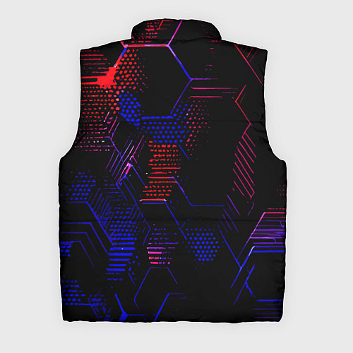 Мужской жилет Красно-синие точки и линии на чёрном фоне / 3D-Светло-серый – фото 2
