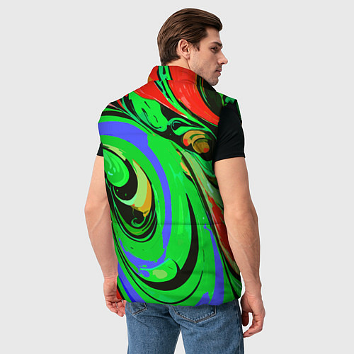 Мужской жилет Красно-зелёный узор / 3D-Черный – фото 4