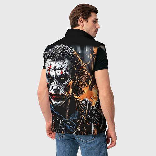 Мужской жилет Джокер на фоне огня / 3D-Светло-серый – фото 4