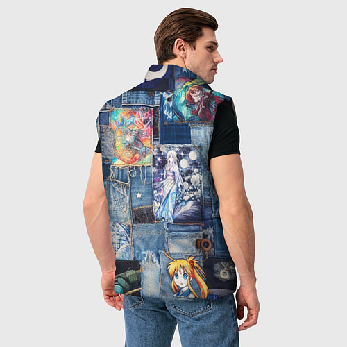 Мужской жилет Микс аниме и пэчворк / 3D-Черный – фото 4
