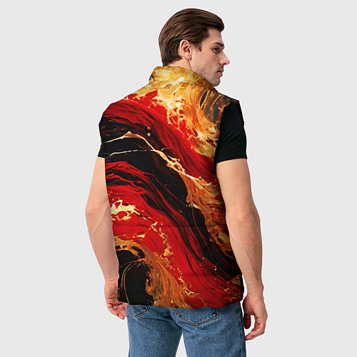 Мужской жилет Красно-золотые брызги на чёрном фоне / 3D-Черный – фото 4