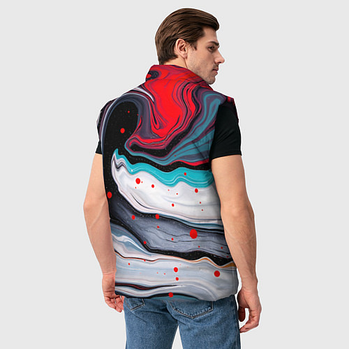 Мужской жилет Флюид арт абстракция / 3D-Черный – фото 4