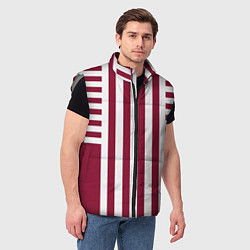 Мужской жилет Бело красный узор в полоску, цвет: 3D-светло-серый — фото 2