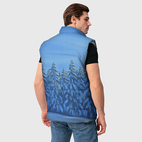 Мужской жилет Ёлки под снегом в лесу / 3D-Светло-серый – фото 4