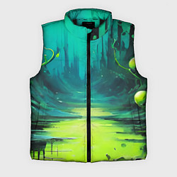 Мужской жилет Зелёная кислотная абстракция, цвет: 3D-черный