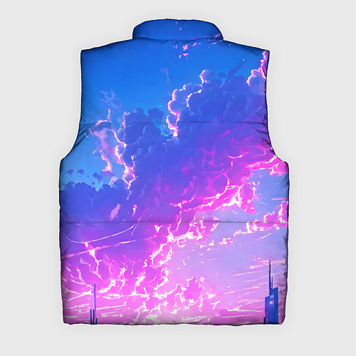 Мужской жилет Розовые тучи на голубом небе киберпанк / 3D-Светло-серый – фото 2