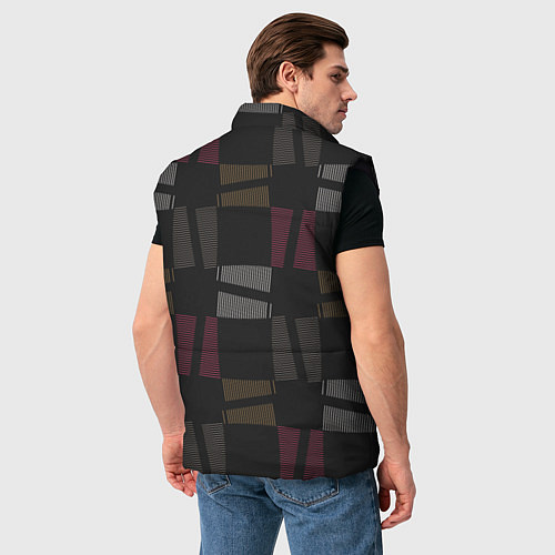 Мужской жилет Геометрические фигуры из полос / 3D-Черный – фото 4