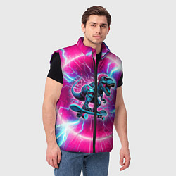 Мужской жилет Cyber tyrannosaurus is a cool skateboarder, цвет: 3D-черный — фото 2