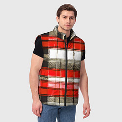 Мужской жилет Чёрные полосы на красно-белом фоне, цвет: 3D-черный — фото 2