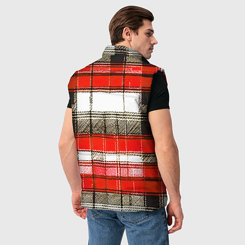 Мужской жилет Чёрные полосы на красно-белом фоне / 3D-Черный – фото 4