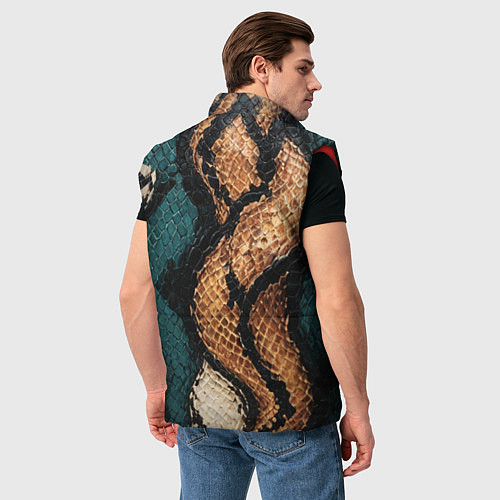 Мужской жилет Кожа в змеином стиле / 3D-Красный – фото 4