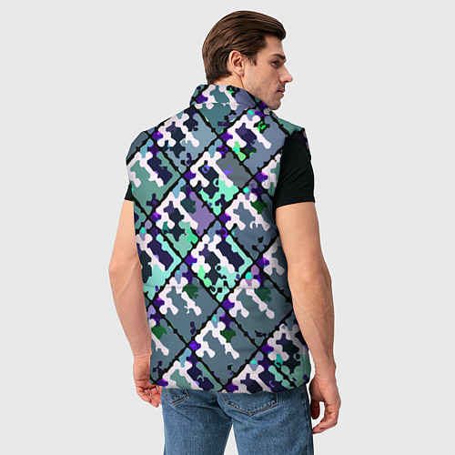 Мужской жилет Бирюзовый абстрактный паттерн / 3D-Черный – фото 4