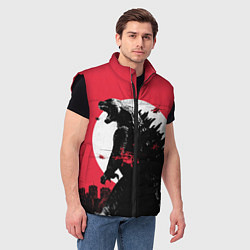 Мужской жилет Godzilla destroys the city, цвет: 3D-черный — фото 2