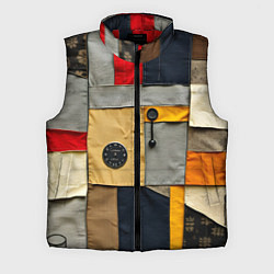 Мужской жилет Ретро пэчворк, цвет: 3D-красный