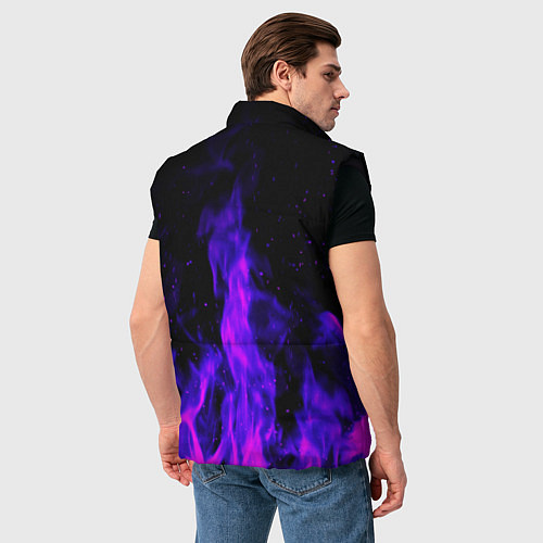 Мужской жилет Неоновый огонь на черном фоне / 3D-Черный – фото 4
