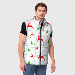 Мужской жилет Новогодние олени с ёлками, цвет: 3D-черный — фото 2