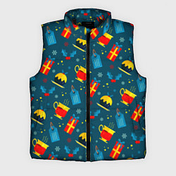 Мужской жилет Новогодний сладкий паттерн, цвет: 3D-черный