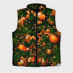 Мужской жилет Новогодние игрушки на ветках, цвет: 3D-черный