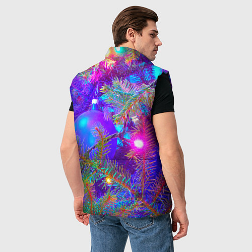 Мужской жилет Новогоднее свечение гирлянд / 3D-Черный – фото 4