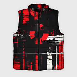 Мужской жилет Красно-белый гранж на чёрном фоне, цвет: 3D-светло-серый