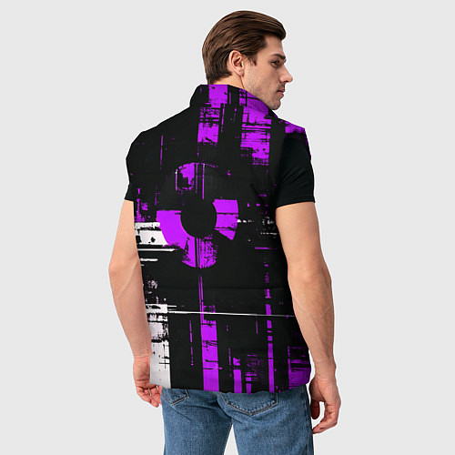 Мужской жилет Фиолетово-белый гранж на чёрном фоне / 3D-Черный – фото 4