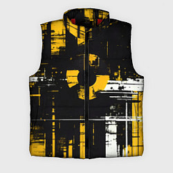 Мужской жилет Жёлто-белый гранж на чёрном фоне, цвет: 3D-красный