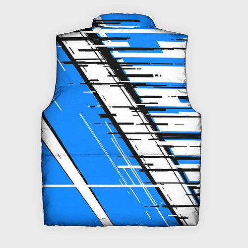 Мужской жилет Чёрно-белые глитч полосы на синем фоне / 3D-Светло-серый – фото 2