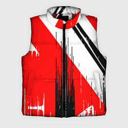 Мужской жилет Вертикальные чёрные линии на красно-белом фоне, цвет: 3D-красный