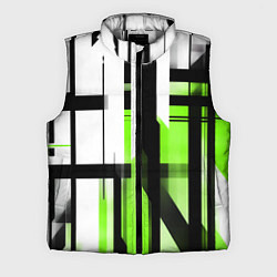Мужской жилет Чёрно-зелёные вертикальные и горизонтальные полосы, цвет: 3D-светло-серый