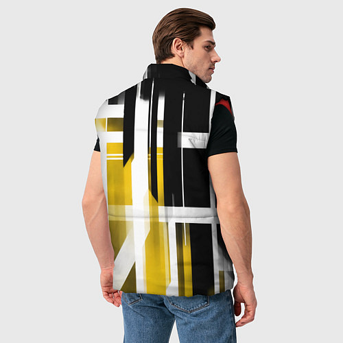 Мужской жилет Чёрно-жёлтые вертикальные и горизонтальные полосы / 3D-Красный – фото 4