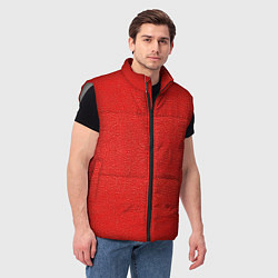 Мужской жилет Красная кожаная текстура, цвет: 3D-светло-серый — фото 2