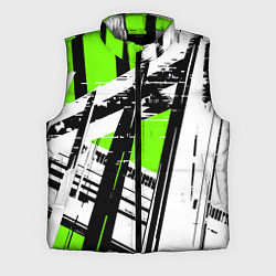 Мужской жилет Чёрно-белые абстрактные линии на зелёном фоне, цвет: 3D-светло-серый