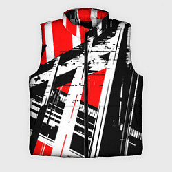 Мужской жилет Чёрно-белые абстрактные линии на красном фоне, цвет: 3D-светло-серый