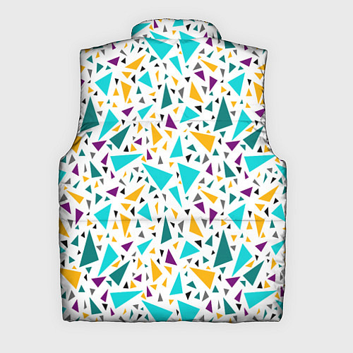 Мужской жилет Бирюзовые желтые треугольники на белом / 3D-Светло-серый – фото 2