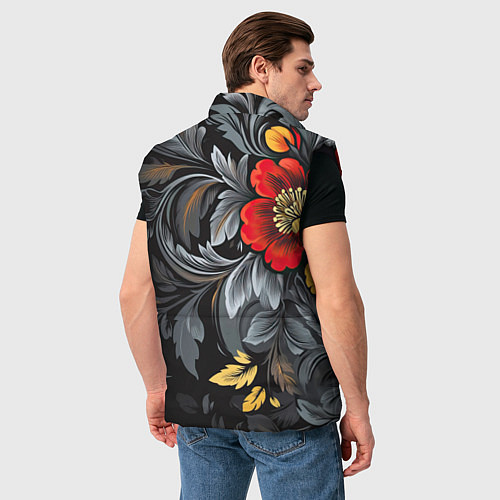 Мужской жилет Россия - цветочный узор / 3D-Черный – фото 4