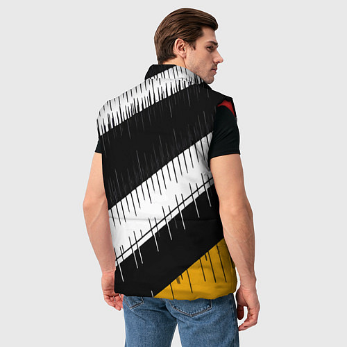 Мужской жилет Диагональные чёрно-белые полосы на жёлтом фоне / 3D-Красный – фото 4